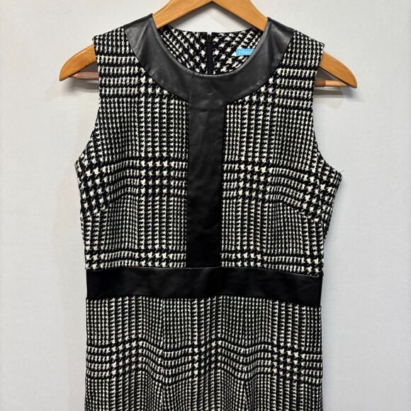 J. McLaughlin Fit & Flare Sleeveless Dress Size Medium Houndstooth C019 -3 - Picture 8 of 14
